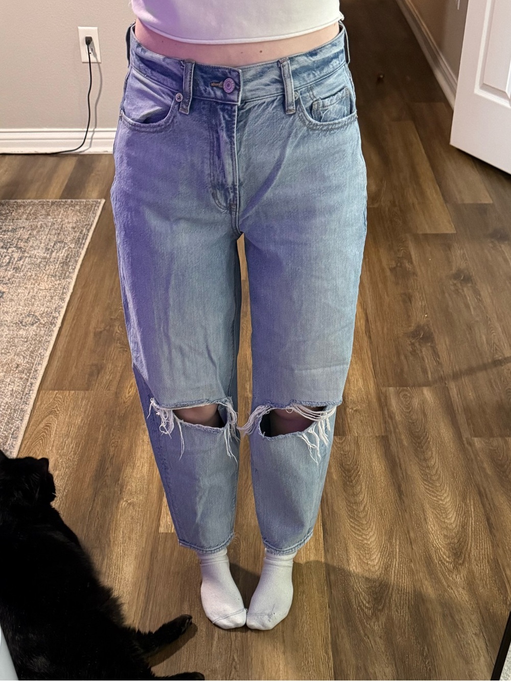 American Eagle Outfitters Light Distressed Boyfriend Jeans
